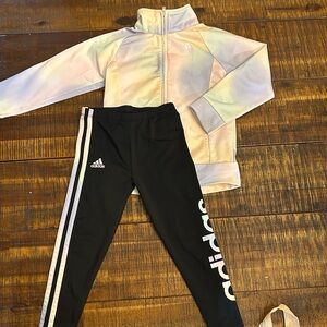 Adidas Rainbow Pastel Jacket and Black Leggings Set